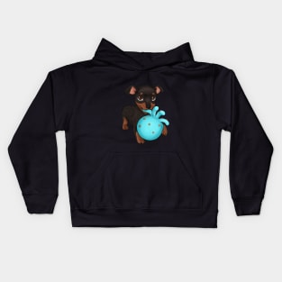 Miniature Doberman Pinscher Puppy on Moss Green Kids Hoodie